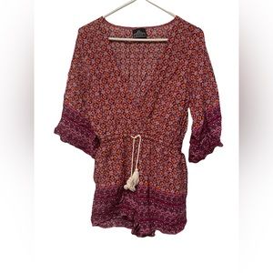 Women’s Floral Maroon Romper Size small